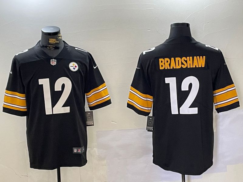 Men Pittsburgh Steelers #12 Bradshaw Black 2024 Nike Limited NFL Jersey style 3